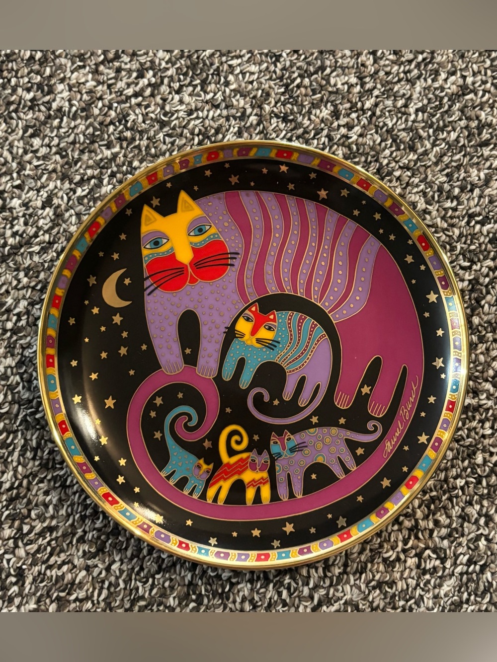 90's "Feline Family" Collectible Plate - 90's Laurel Burch Plate - Cat Lover